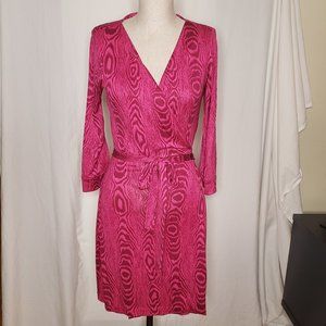 Diane Von Furstenberg Julian Two Wrap Sexy Dress Size 6 Grain Shadow Pink Print